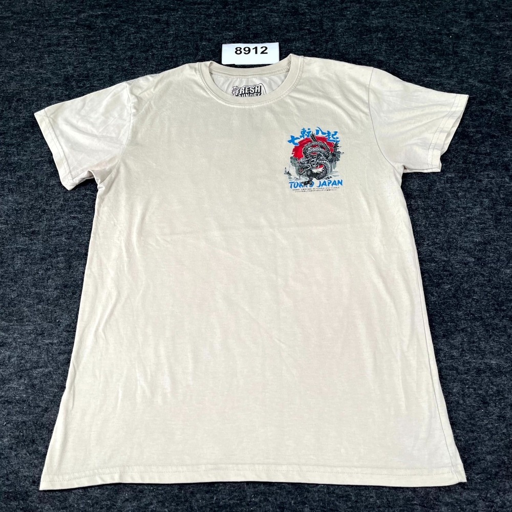 Fresh Laundry‎ T Shirt Mens Medium Beige Tokyo Japan Graphic Crew Neck Casual
